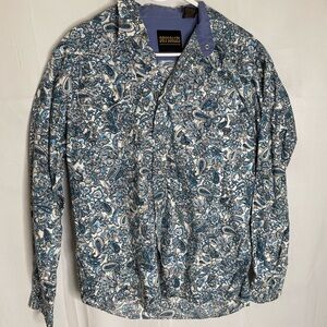 Drysdales Women’s Large Western Style Button Down Pearl Snap Buttons Blue 3331